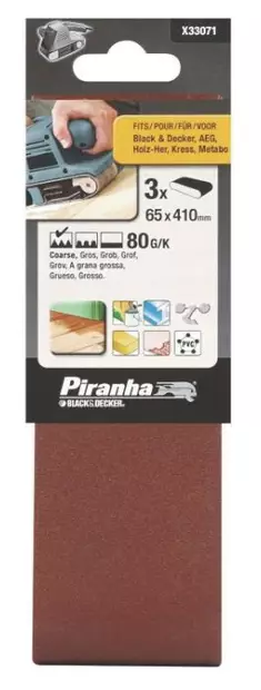 Hiomanauhat pehmeään hiomarumpuun 3 kpl, 80 Gritt - Hiomanauhat - X33071 - 1