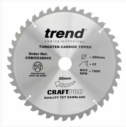 Sirkkelinterä 260mm x 42 t x 30mm, Tren - Sirkkelinterät - CSB-CC26042 - 1