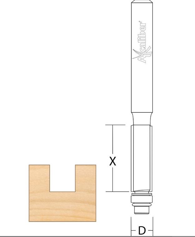Axcaliber Router Cutter 1/4" shk 1/2" flush trim B - Suorat terät laakerilla - 666102 - 1