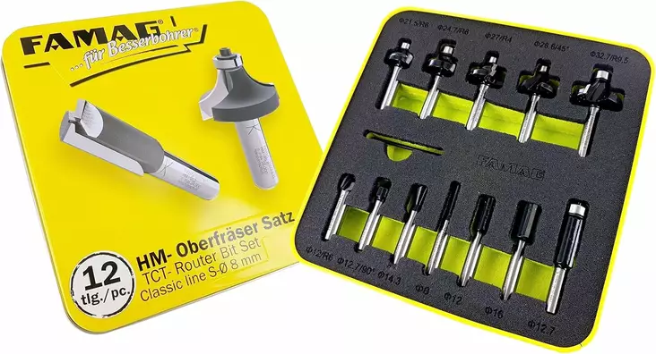 Famag 12 kpl jyrsinteräsarja metallirasiassa - Jyrsinteräsarjat - 3381812 - 1