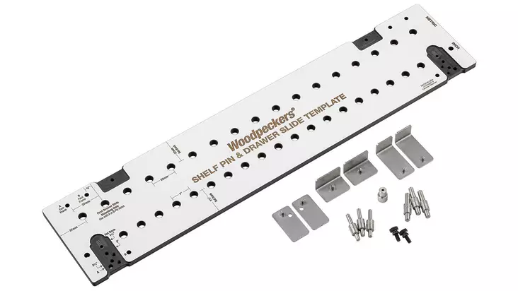 Woodpeckers Shelf Pin & Draw Slide Template - Porausohjaimet - W-SPT2 - 1