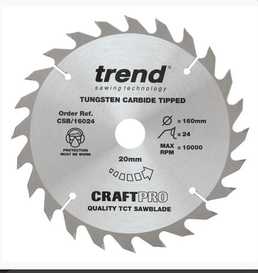 Sirkkelinterä 160 mm x 24 tpi x 20 mm, Trend - Sahakonetarvikkeet - CSB-16024 - 1