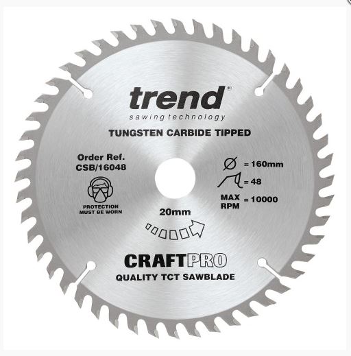 Sirkkelinterä 160mm x 48tpi x 20mm, Trend - Upotussahat - CSB-16048 - 2