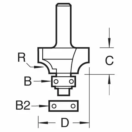 Bearing guided ovolo cutter 11.1 mm radius - Pyöristys-/viisteterät - 46-145X1-4TC - 2