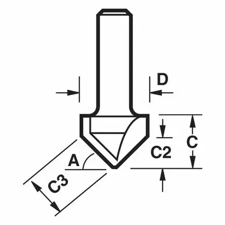 Chamfer V groove cutter 45° x 32 mm - Uraterät V-muoto - C045AX1-2TC - 2