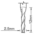 Mini 2.5mm end mill Wood/Acrylic/ABS 4250B120 - Erikoisterät - S66-10X4MMSTC - 2