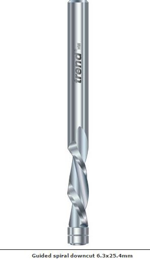 Guided spiral downcut 6.3 x25.4 mm - Spiraaliterät - S64-2LHX1-4STC - 1