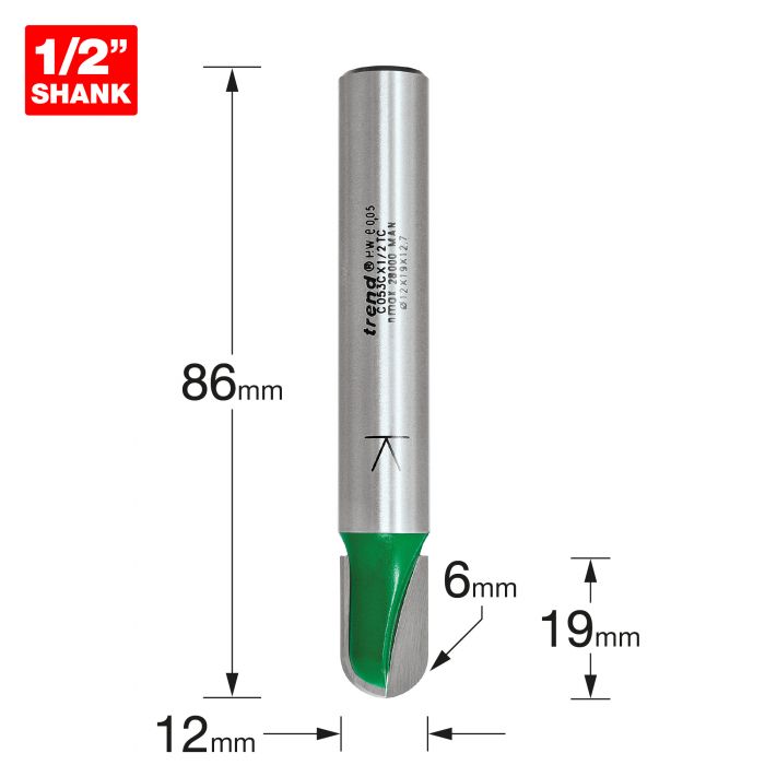 Radius 6mm radius x 19mm cut x 86mm - Pyöristys-/viisteterät - C053CX1-2TC - 1