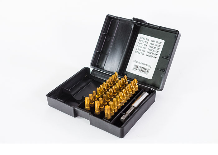 Ruuvauskärkisarja TIN, magneettipidin - Poranteräsarjat - BOX31TIN - 1